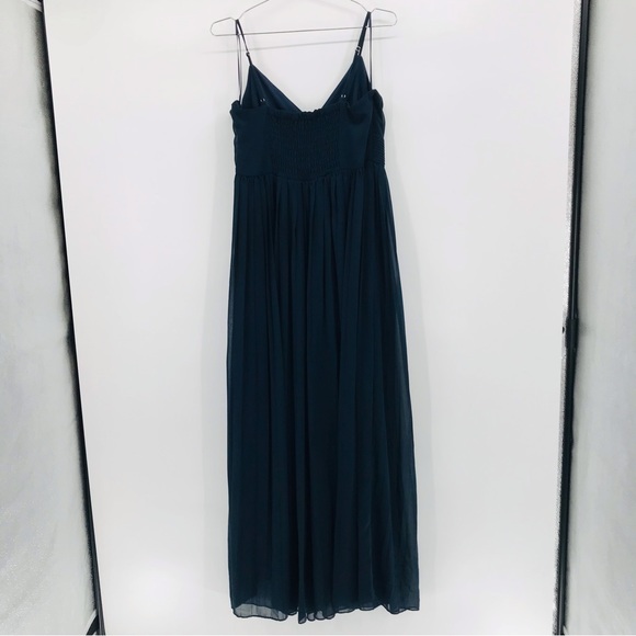 ModCloth V Neckline Navy Chiffon Maxi Dress Gown Size XL - Picture 6 of 6